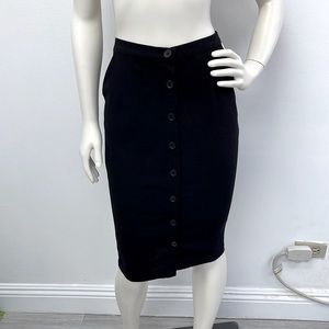 Black Tailored Split Pencil Skirt